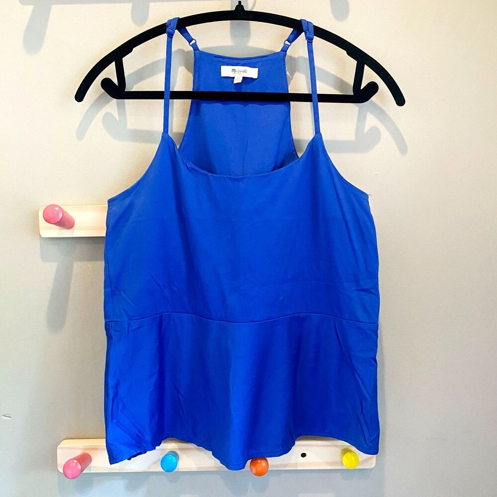 Madewell Colbalt Blue Adjustable Strap Halter Peplum Tank